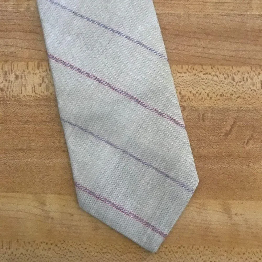 1157 ETIENNE AIGNER Vtg Gray Stripped NECKTIE 55 in X 3 in
